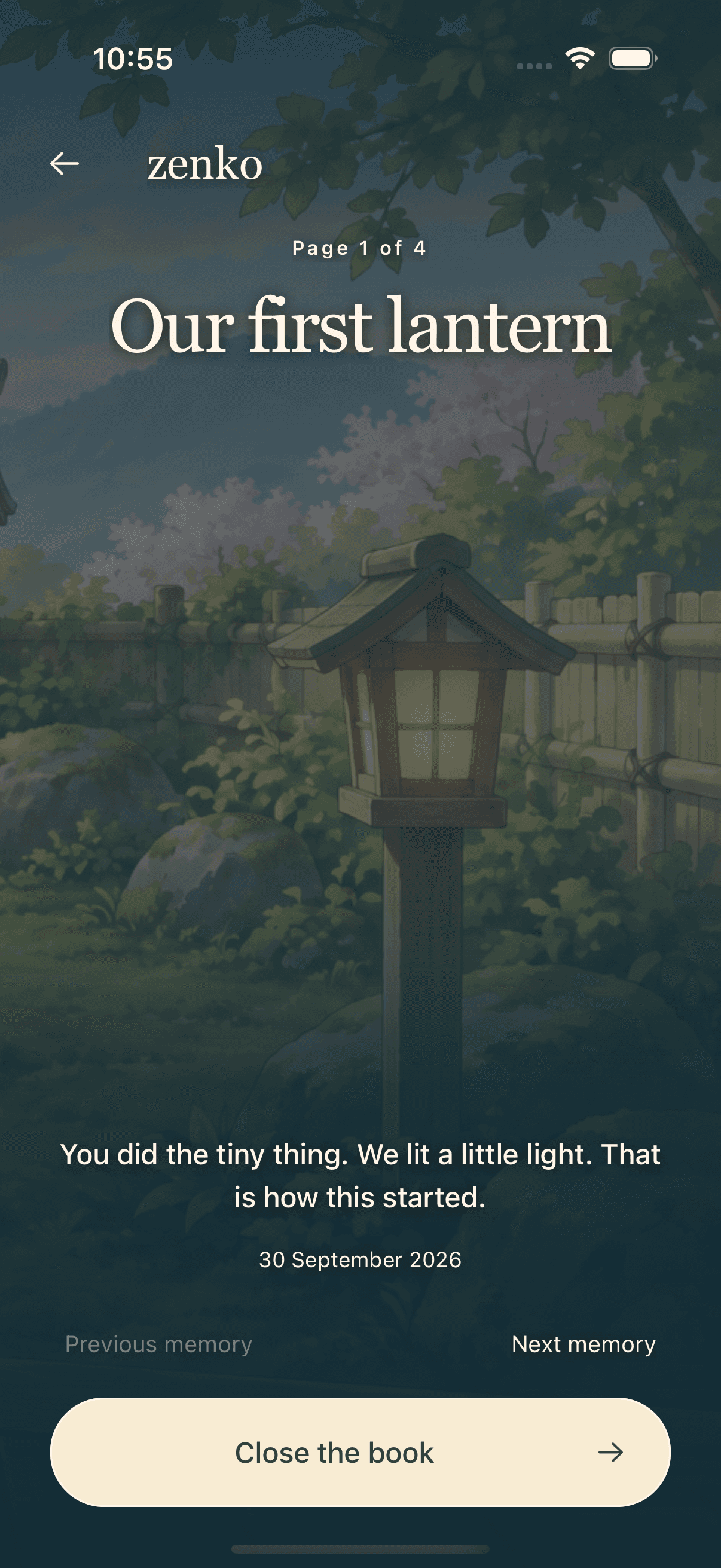 Actual Zenko memories screen