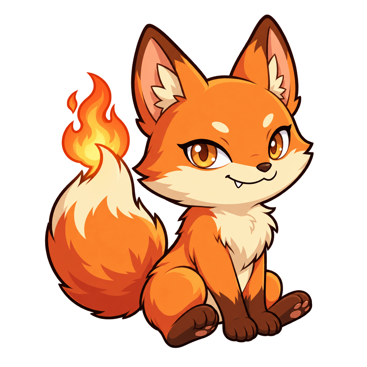 Zenko, an orange fox spirit with a bright flame on his tail